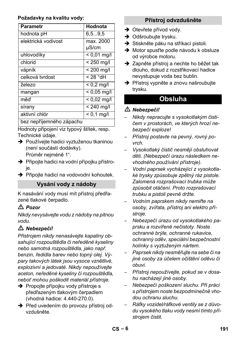 Obsluha | Karcher HD 9-50 Pe User Manual | Page 191 / 346