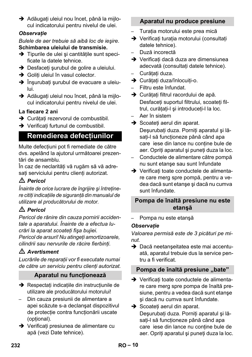 Remedierea defecţiunilor | Karcher HD 9-50 Pe User Manual | Page 232 / 346
