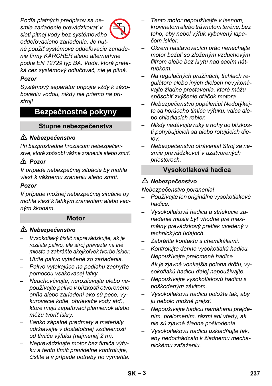 Bezpečnostné pokyny | Karcher HD 9-50 Pe User Manual | Page 237 / 346
