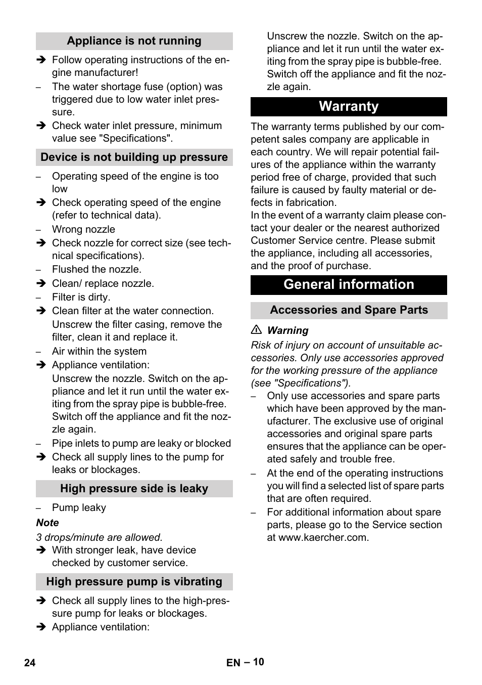 Warranty general information | Karcher HD 9-50 Pe User Manual | Page 24 / 346