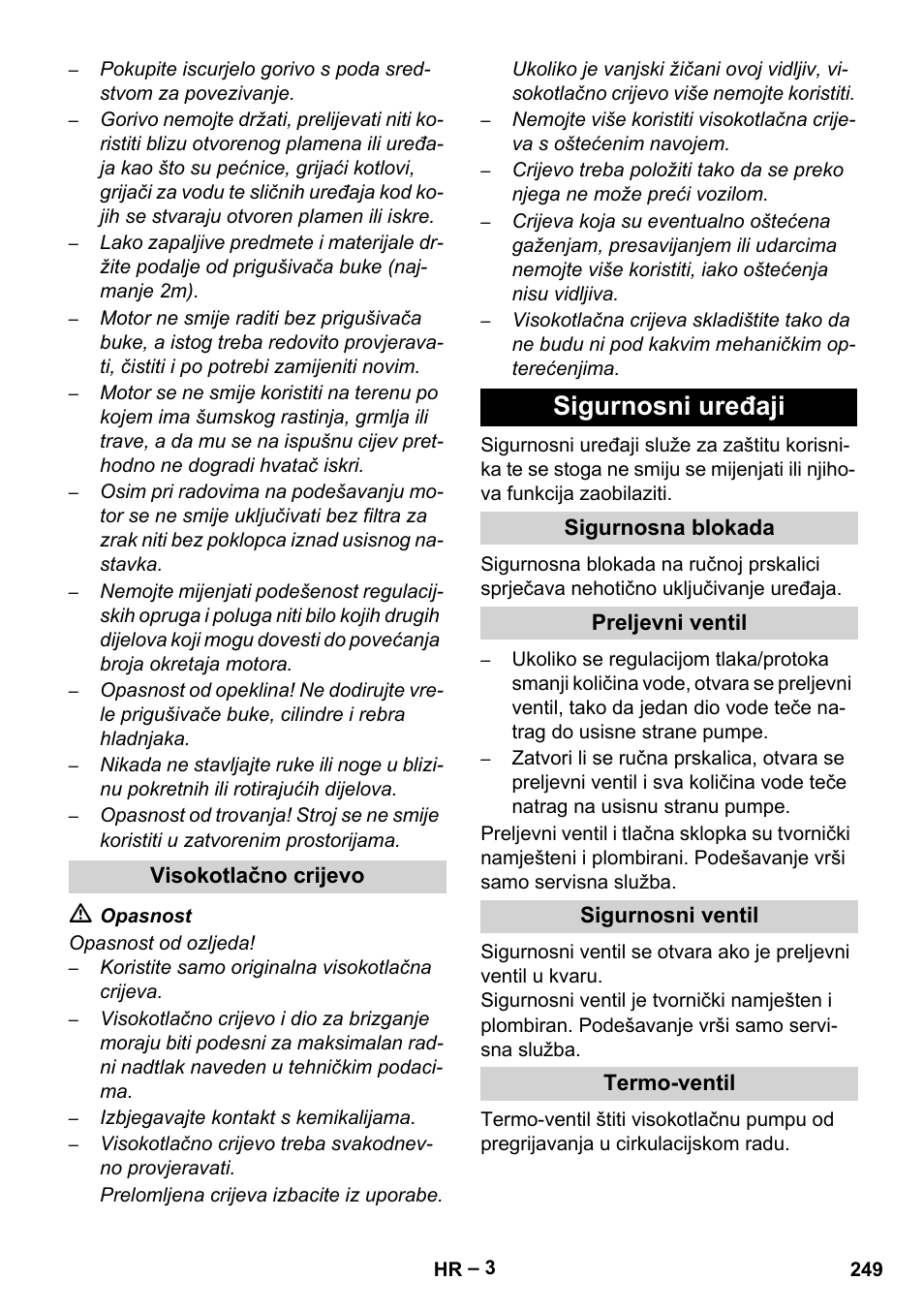 Sigurnosni uređaji | Karcher HD 9-50 Pe User Manual | Page 249 / 346