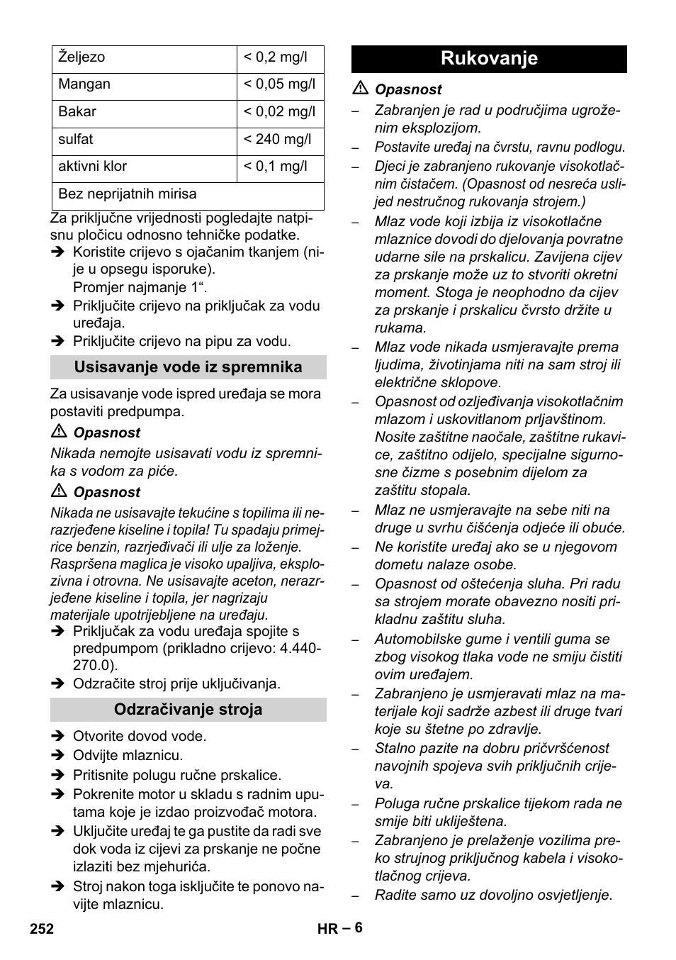 Rukovanje | Karcher HD 9-50 Pe User Manual | Page 252 / 346