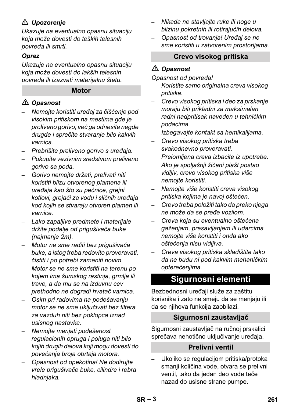 Sigurnosni elementi | Karcher HD 9-50 Pe User Manual | Page 261 / 346
