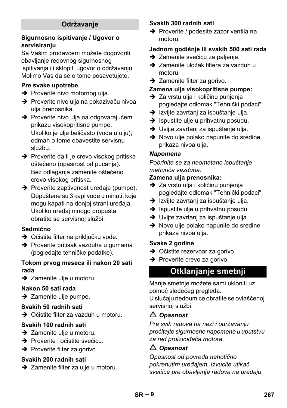 Otklanjanje smetnji | Karcher HD 9-50 Pe User Manual | Page 267 / 346