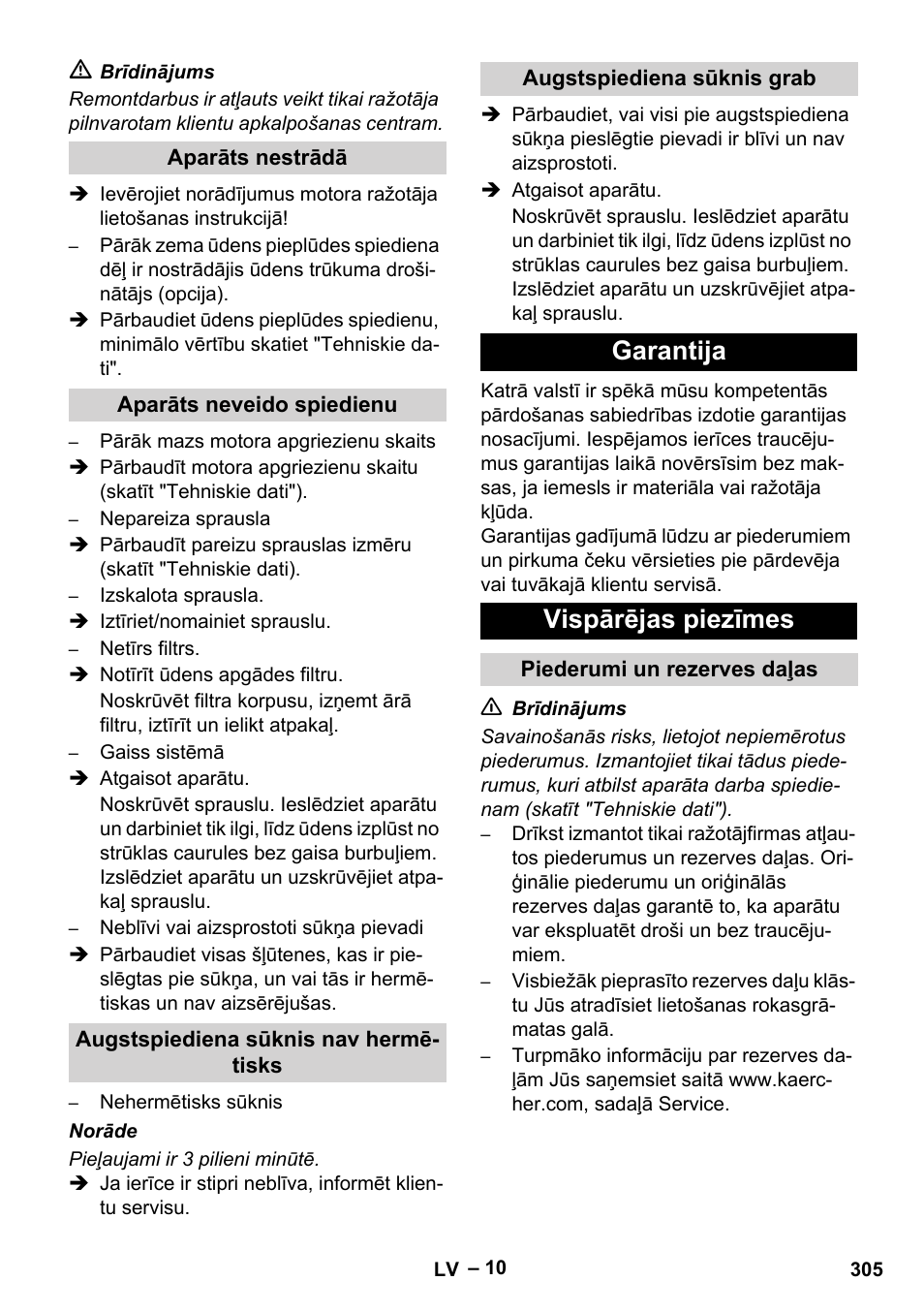 Garantija vispārējas piezīmes | Karcher HD 9-50 Pe User Manual | Page 305 / 346