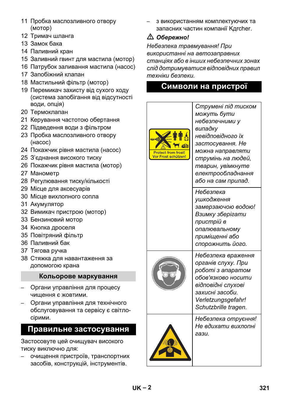 Правильне застосування символи на пристрої | Karcher HD 9-50 Pe User Manual | Page 321 / 346