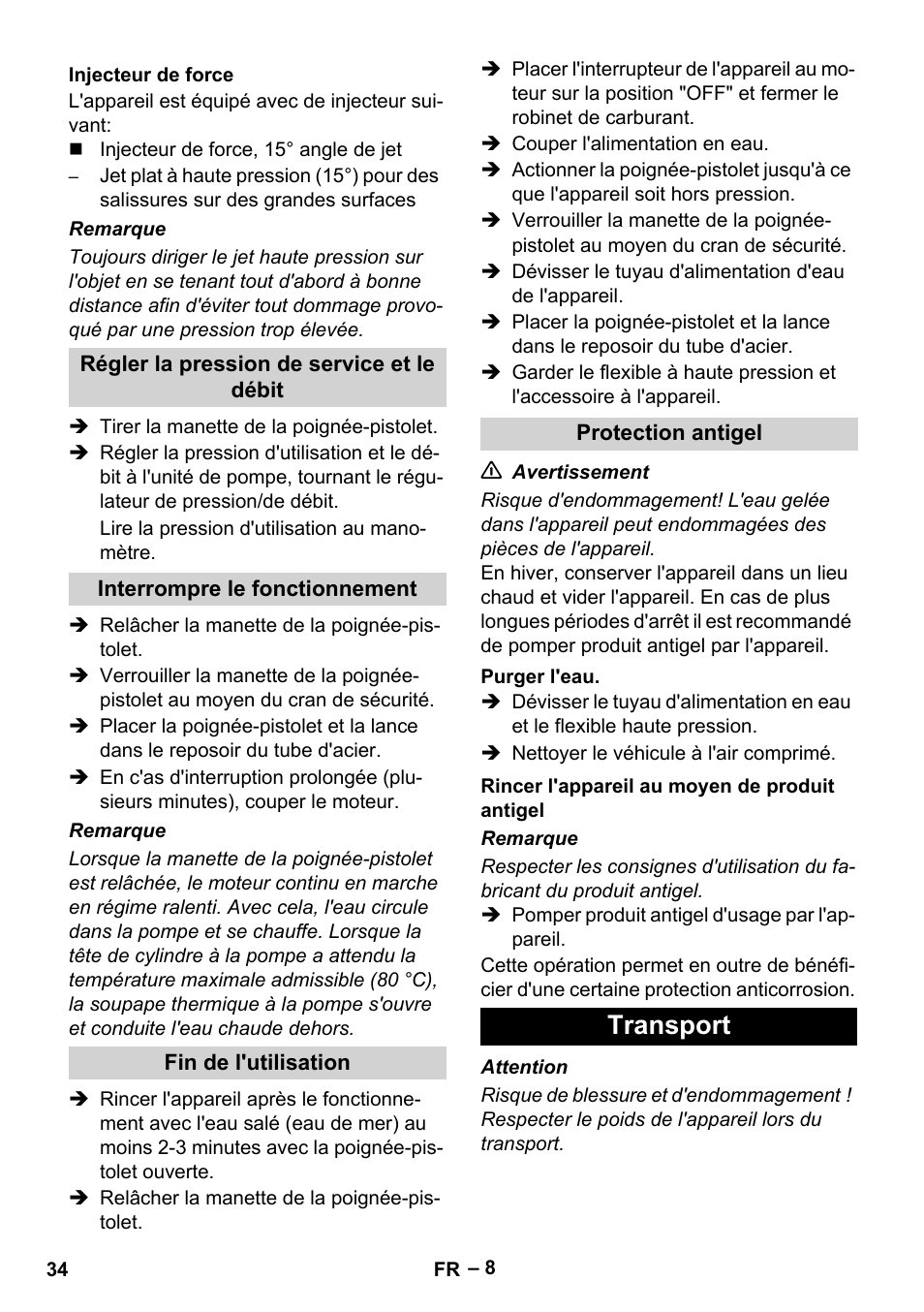 Transport | Karcher HD 9-50 Pe User Manual | Page 34 / 346
