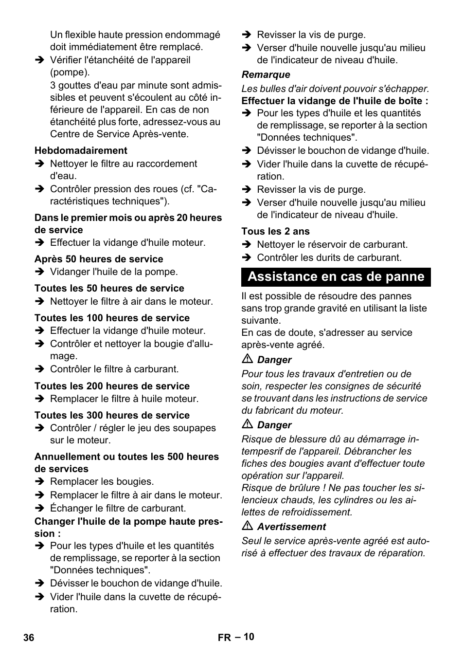 Assistance en cas de panne | Karcher HD 9-50 Pe User Manual | Page 36 / 346