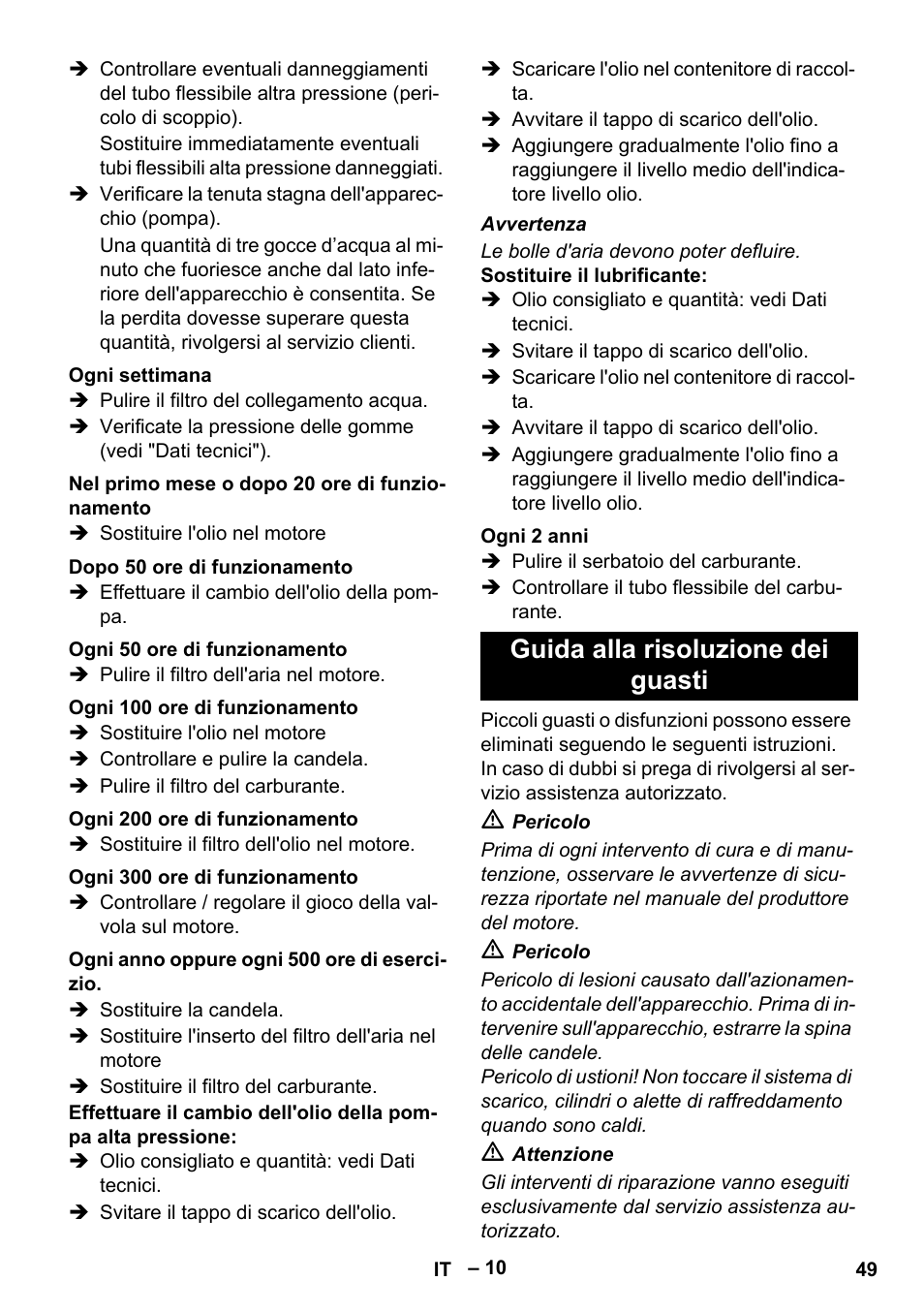 Guida alla risoluzione dei guasti | Karcher HD 9-50 Pe User Manual | Page 49 / 346
