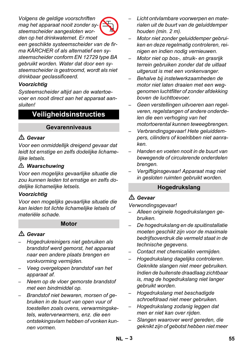 Veiligheidsinstructies | Karcher HD 9-50 Pe User Manual | Page 55 / 346