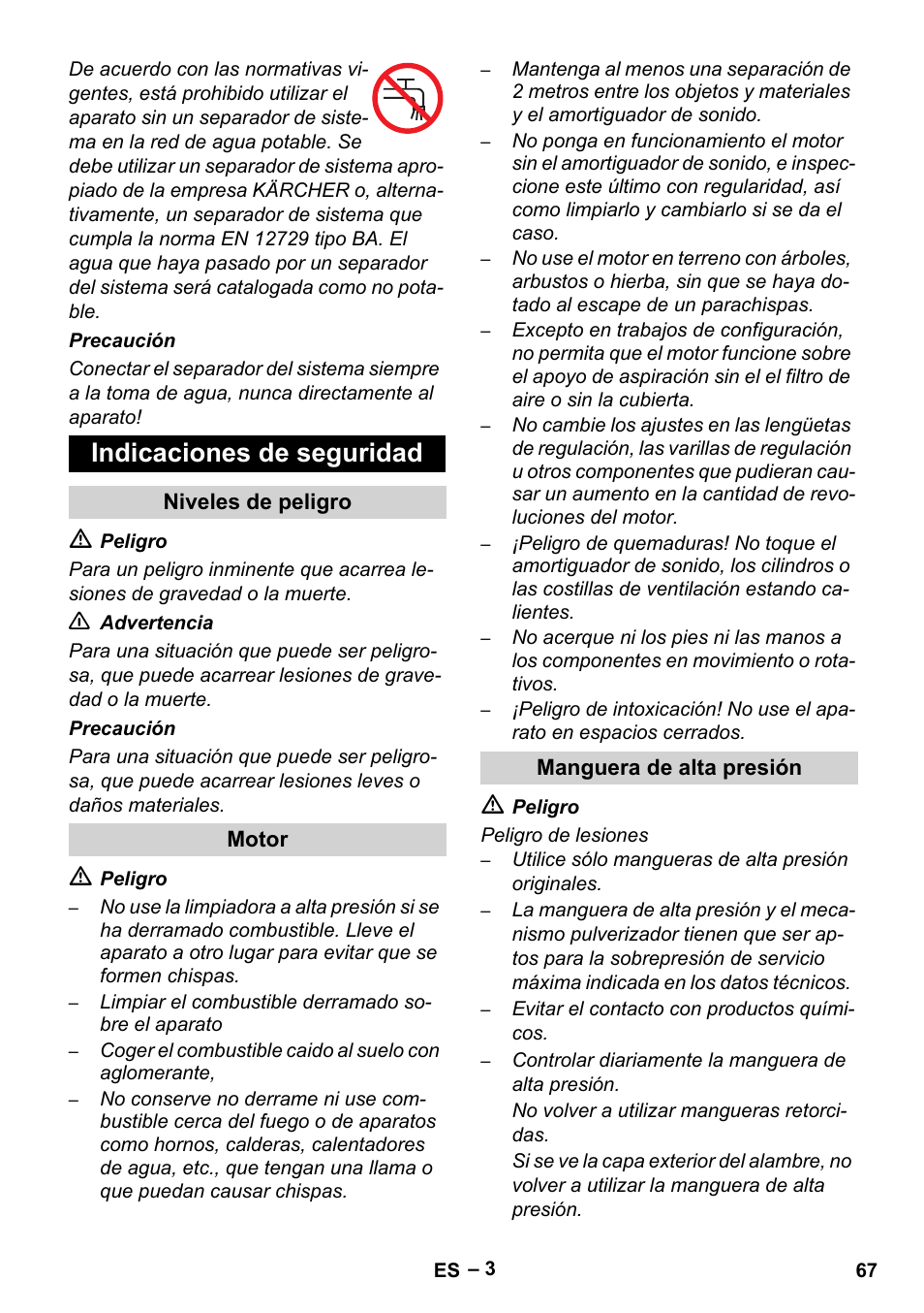 Indicaciones de seguridad | Karcher HD 9-50 Pe User Manual | Page 67 / 346