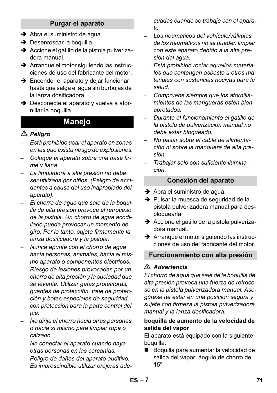 Manejo | Karcher HD 9-50 Pe User Manual | Page 71 / 346