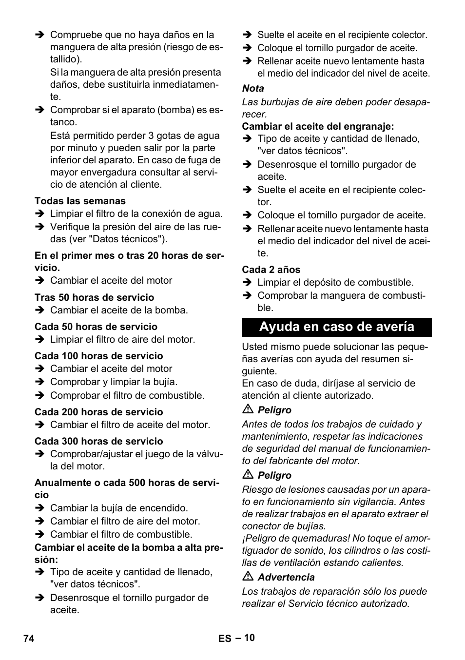 Ayuda en caso de avería | Karcher HD 9-50 Pe User Manual | Page 74 / 346