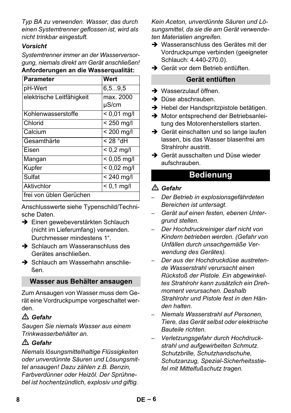 Bedienung | Karcher HD 9-50 Pe User Manual | Page 8 / 346