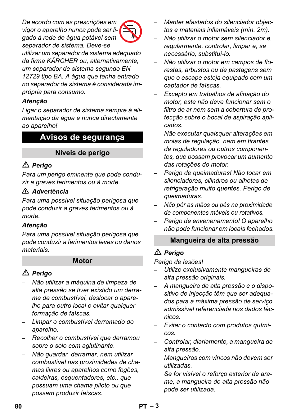 Avisos de segurança | Karcher HD 9-50 Pe User Manual | Page 80 / 346