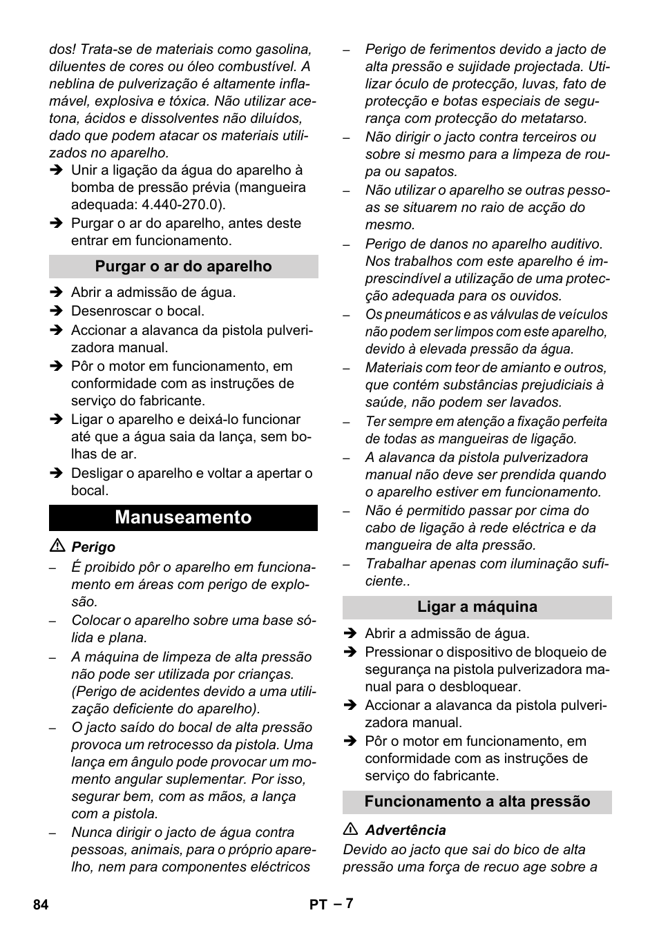 Manuseamento | Karcher HD 9-50 Pe User Manual | Page 84 / 346