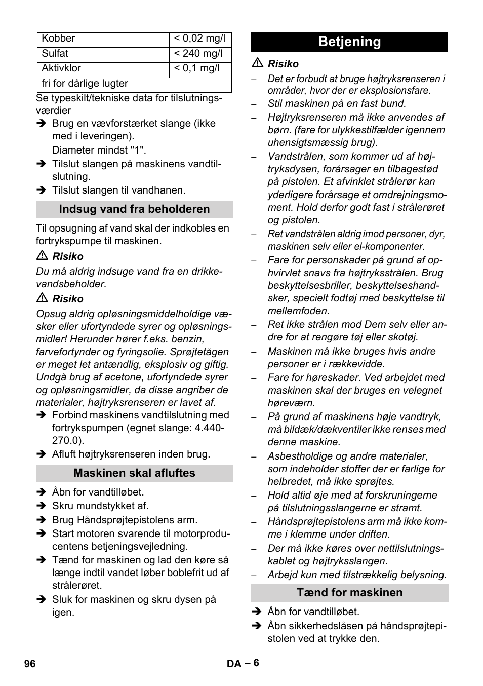 Betjening | Karcher HD 9-50 Pe User Manual | Page 96 / 346