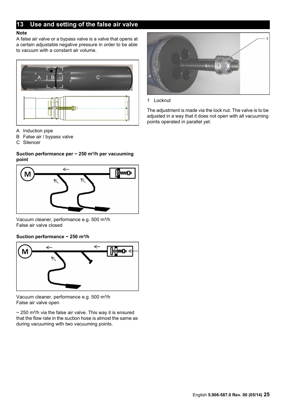 Use and setting of the false air valve, 13 use and setting of the false air valve | Karcher IV 100 - 55 M B1 User Manual | Page 25 / 48