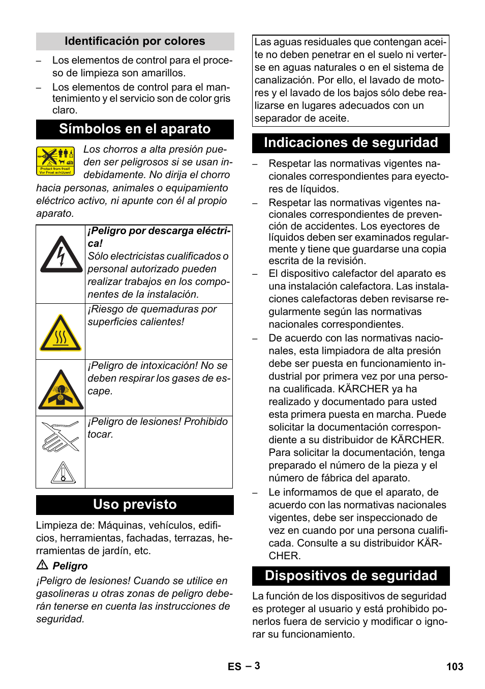 Símbolos en el aparato, Uso previsto | Karcher HDS 7-12-4 M User Manual | Page 103 / 516