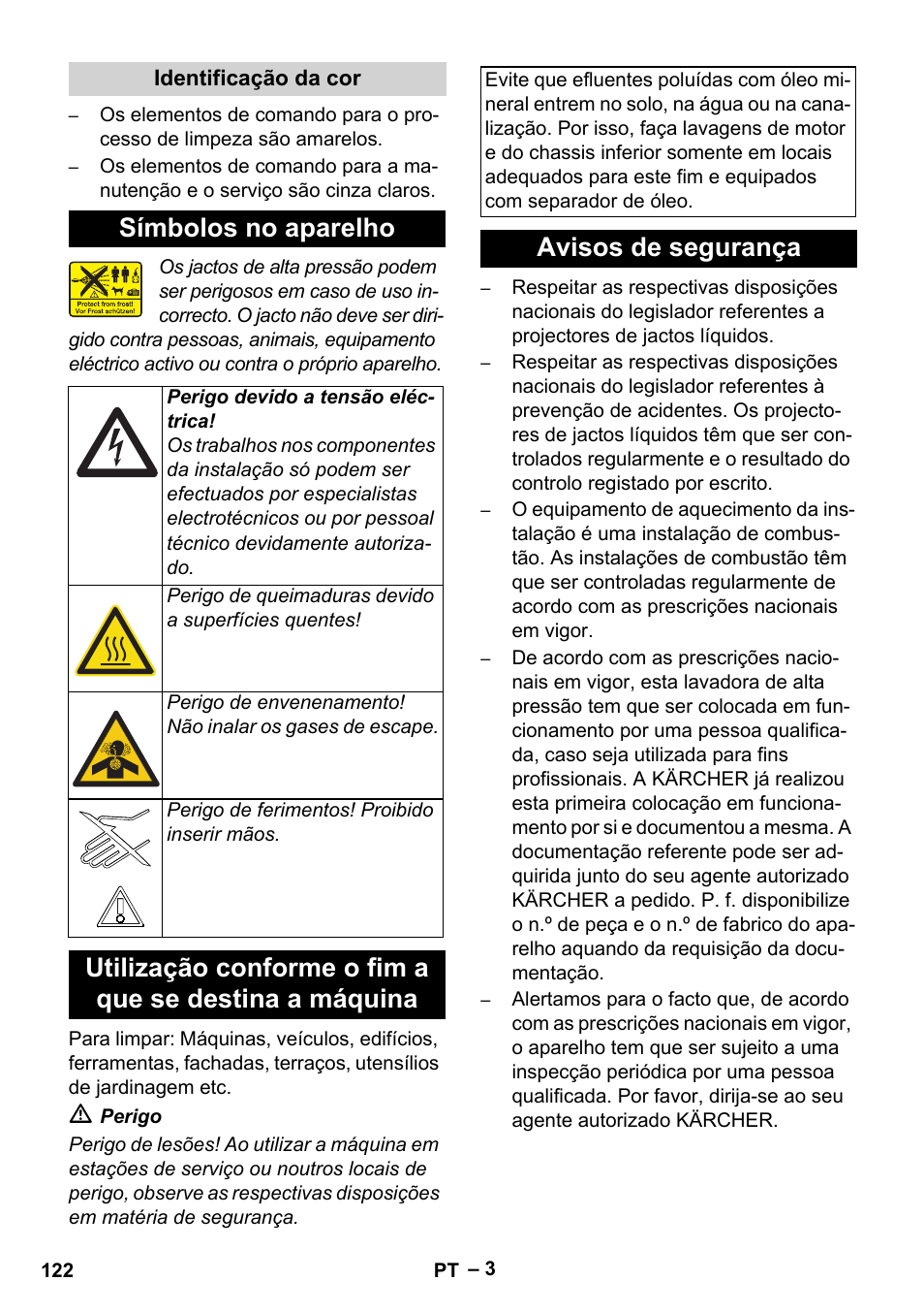 Símbolos no aparelho, Avisos de segurança | Karcher HDS 7-12-4 M User Manual | Page 122 / 516