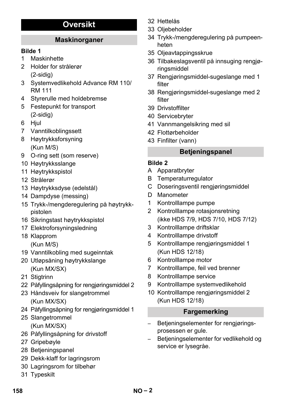 Oversikt | Karcher HDS 7-12-4 M User Manual | Page 158 / 516