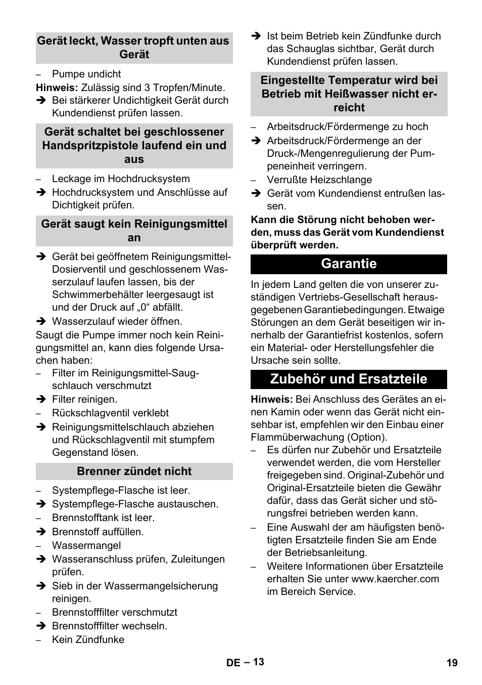 Garantie zubehör und ersatzteile | Karcher HDS 7-12-4 M User Manual | Page 19 / 516