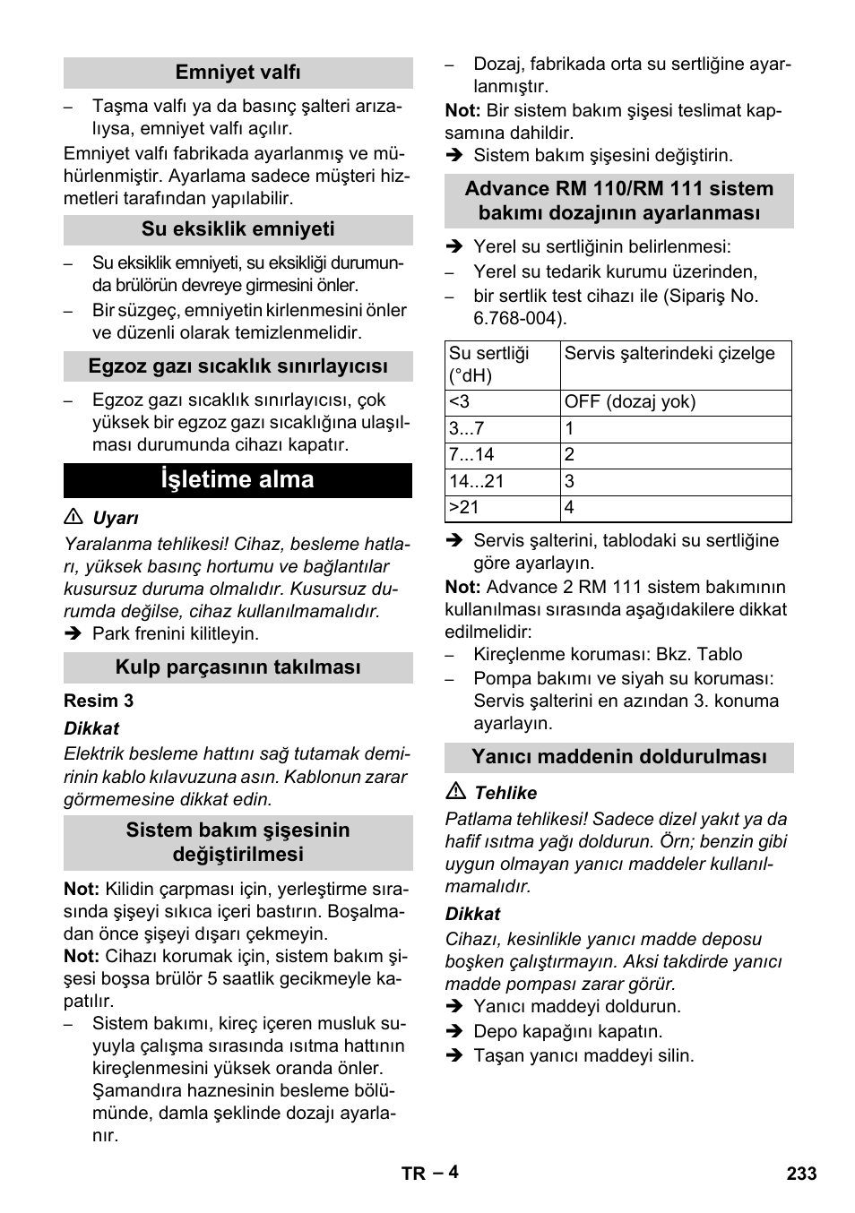 Işletime alma | Karcher HDS 7-12-4 M User Manual | Page 233 / 516