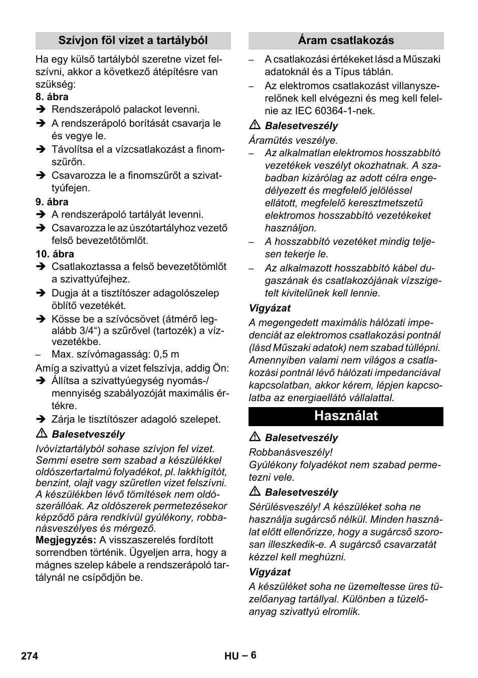 Használat | Karcher HDS 7-12-4 M User Manual | Page 274 / 516