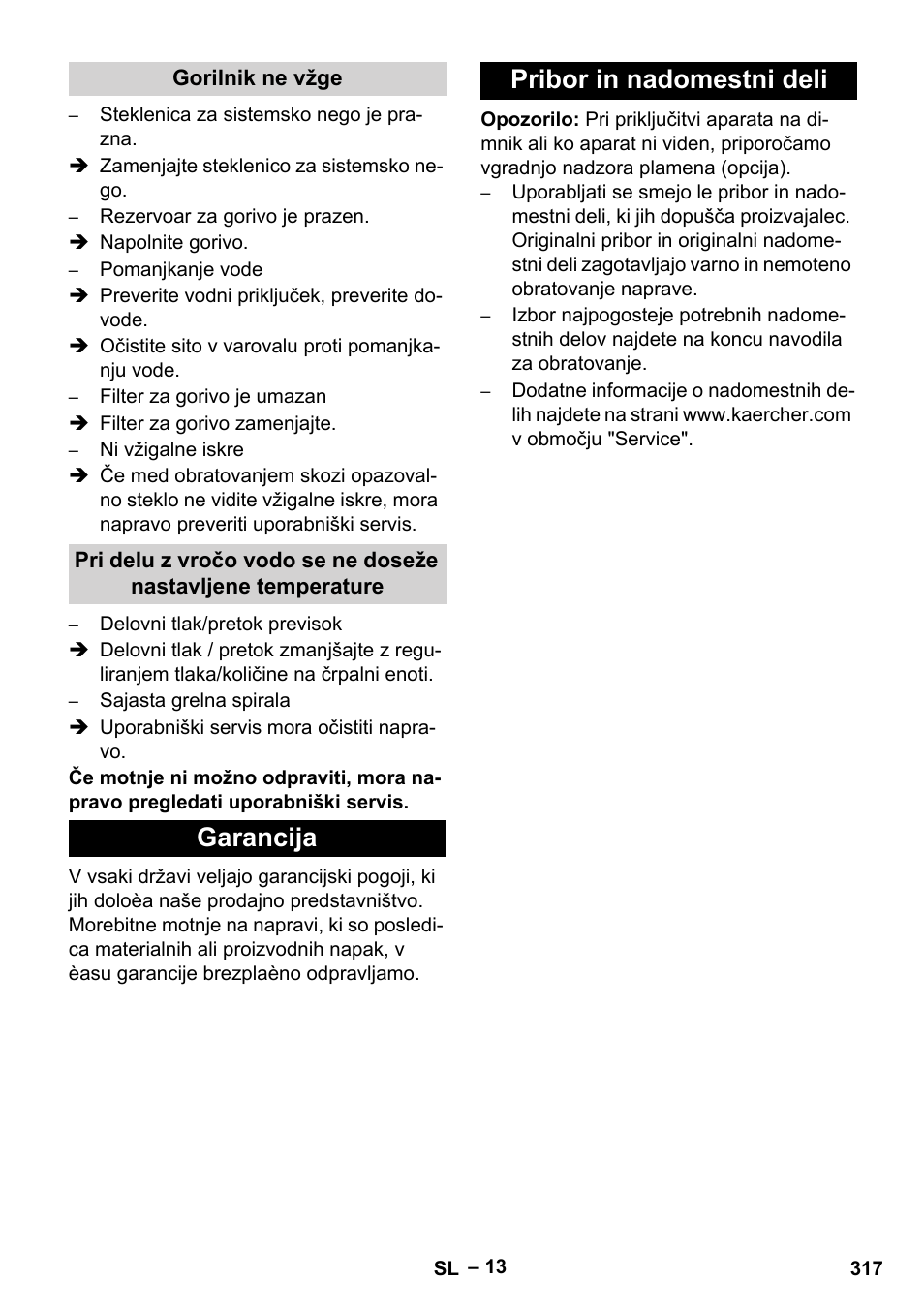 Garancija pribor in nadomestni deli | Karcher HDS 7-12-4 M User Manual | Page 317 / 516