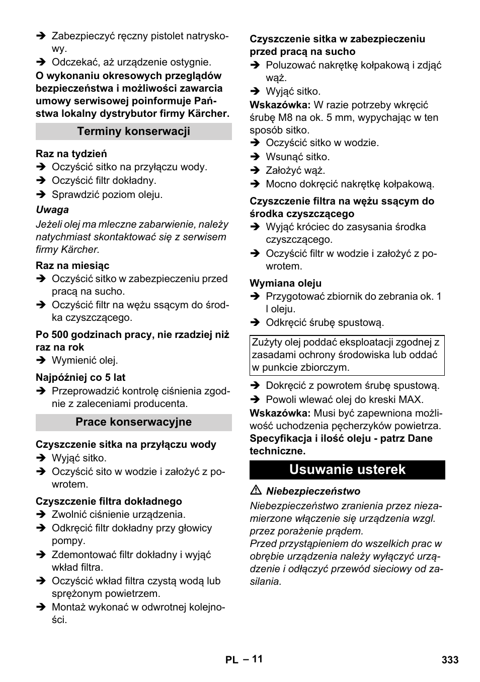 Usuwanie usterek | Karcher HDS 7-12-4 M User Manual | Page 333 / 516