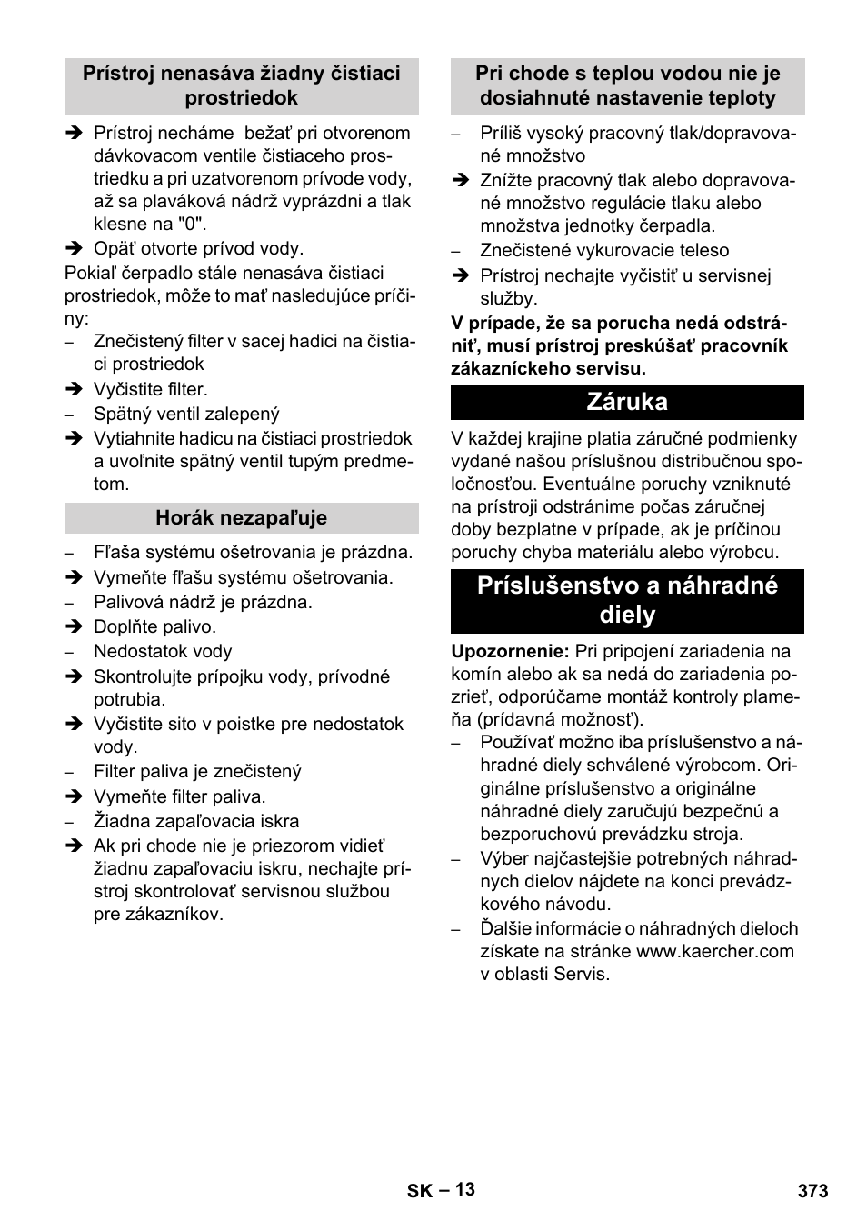 Záruka príslušenstvo a náhradné diely | Karcher HDS 7-12-4 M User Manual | Page 373 / 516