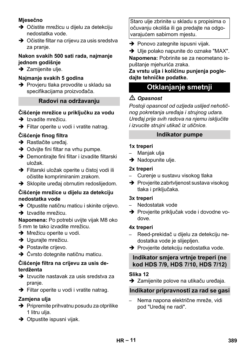 Otklanjanje smetnji | Karcher HDS 7-12-4 M User Manual | Page 389 / 516