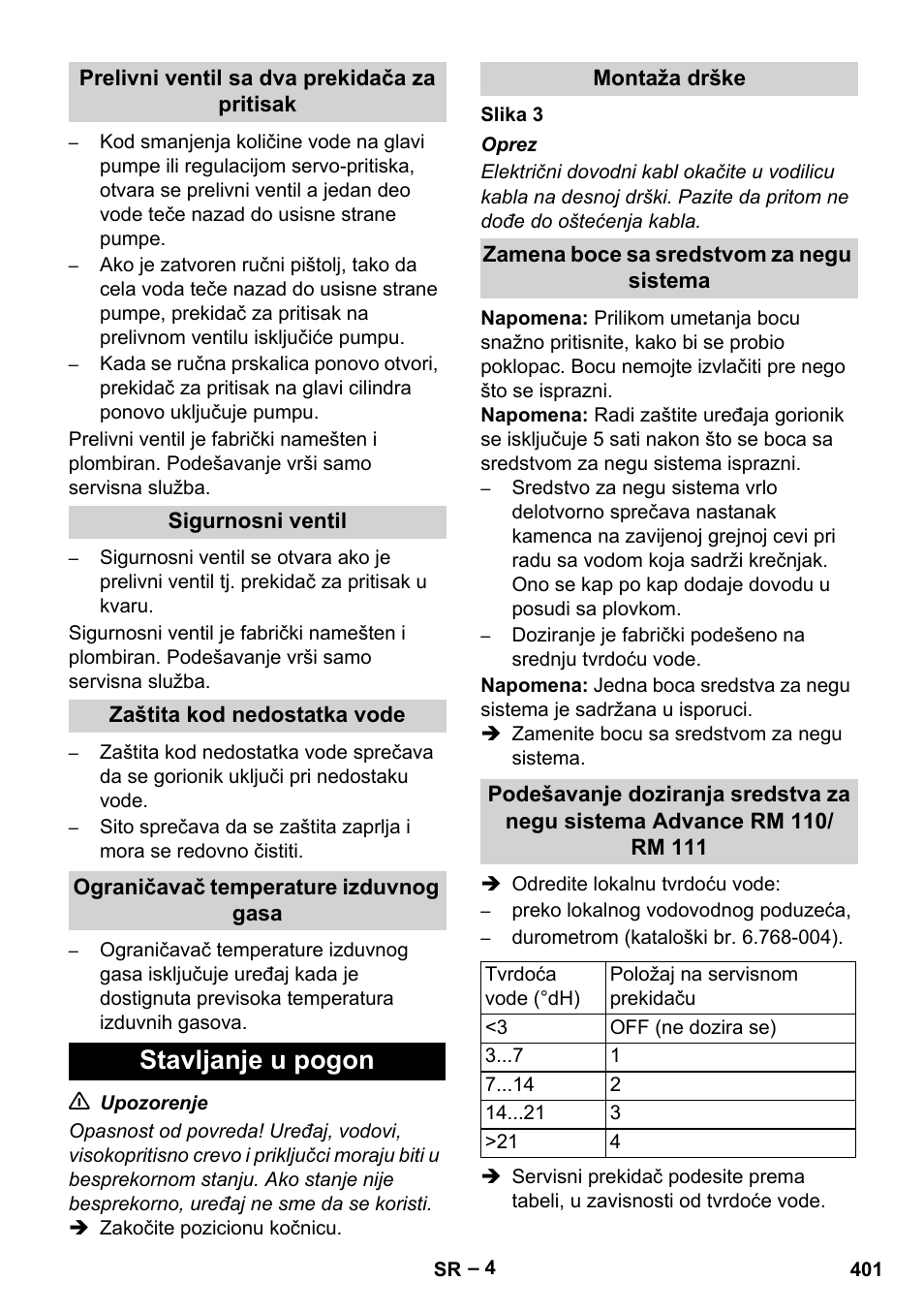 Stavljanje u pogon | Karcher HDS 7-12-4 M User Manual | Page 401 / 516