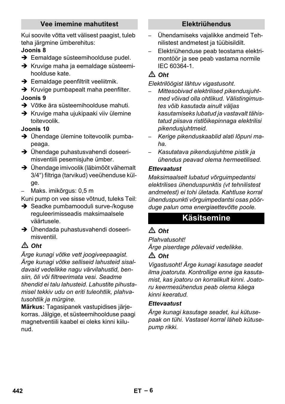 Käsitsemine | Karcher HDS 7-12-4 M User Manual | Page 442 / 516