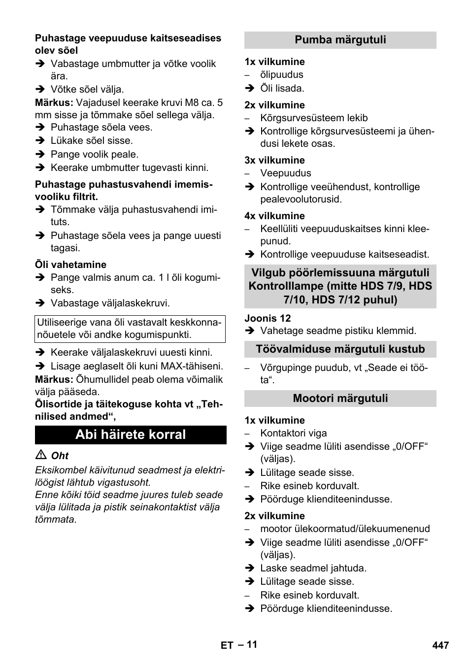 Abi häirete korral | Karcher HDS 7-12-4 M User Manual | Page 447 / 516