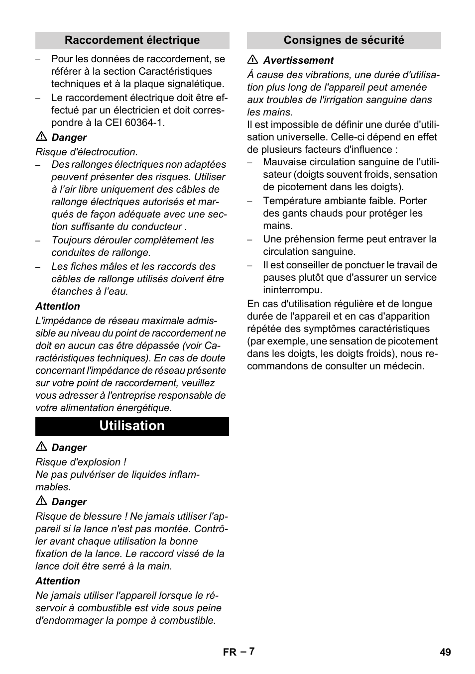 Utilisation | Karcher HDS 7-12-4 M User Manual | Page 49 / 516