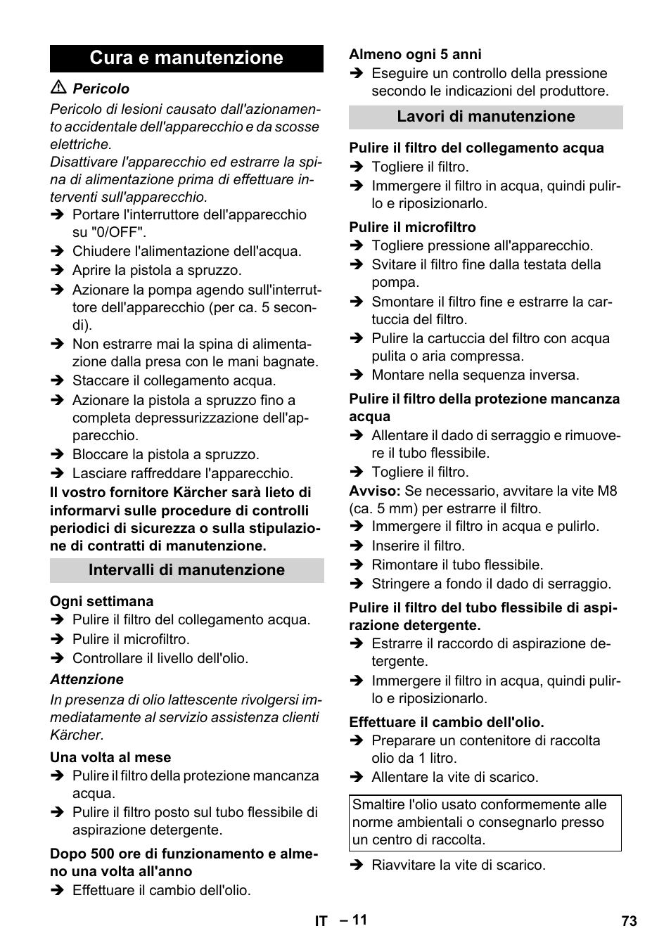 Cura e manutenzione | Karcher HDS 7-12-4 M User Manual | Page 73 / 516