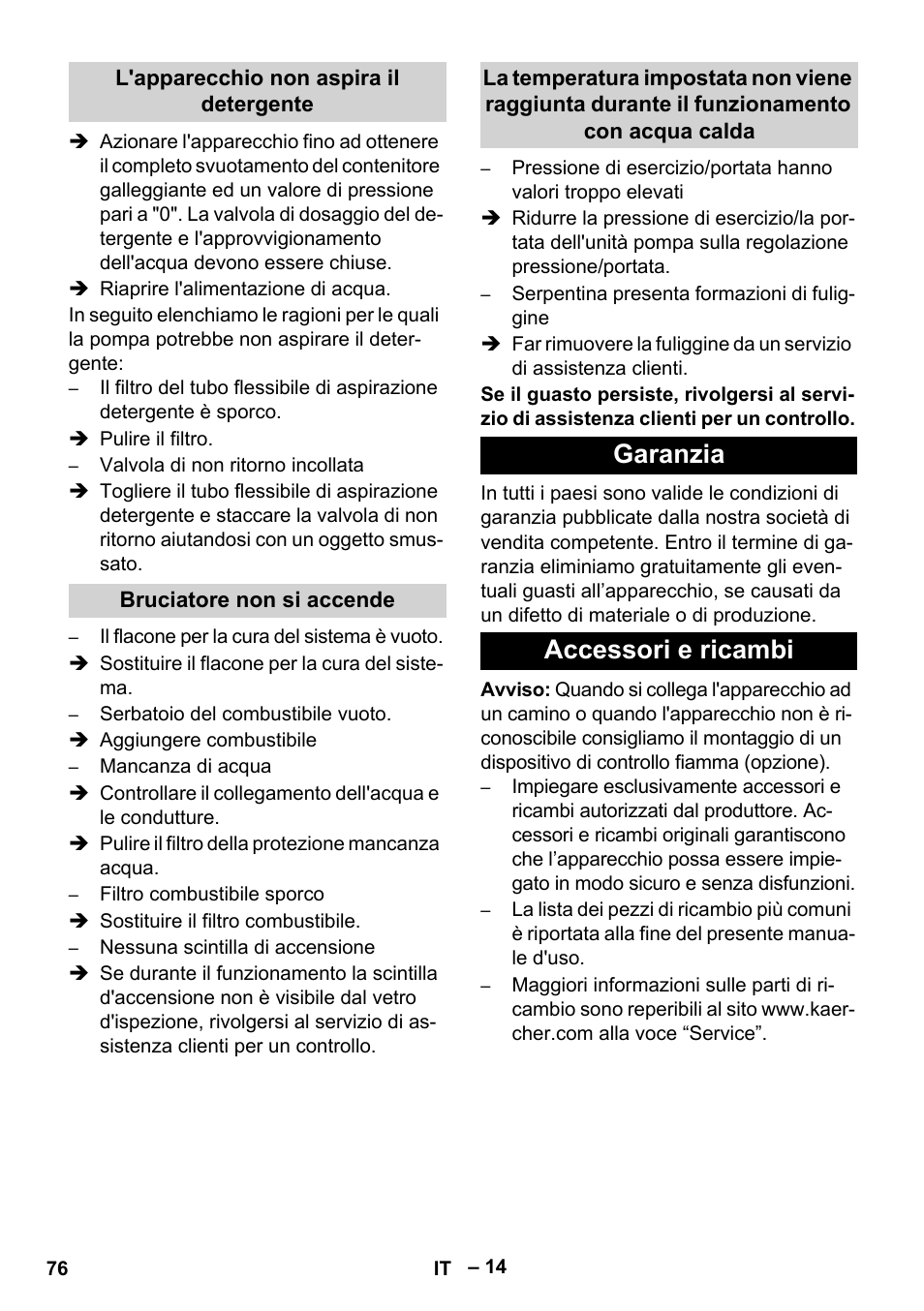 Garanzia accessori e ricambi | Karcher HDS 7-12-4 M User Manual | Page 76 / 516