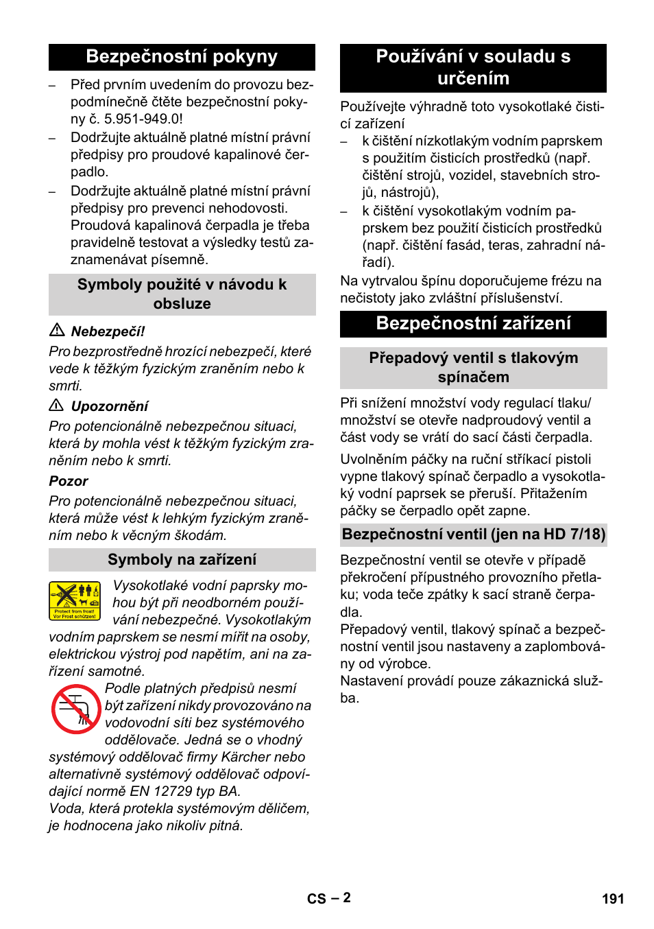Bezpečnostní pokyny | Karcher HD 6-12-4 CX Plus User Manual | Page 191 / 364
