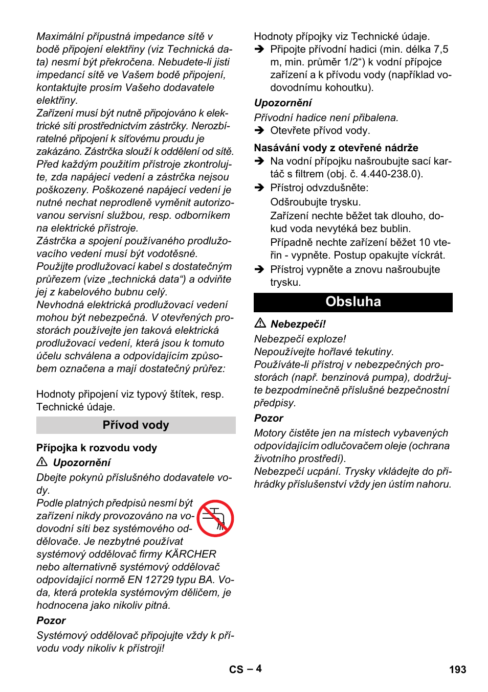 Obsluha | Karcher HD 6-12-4 CX Plus User Manual | Page 193 / 364