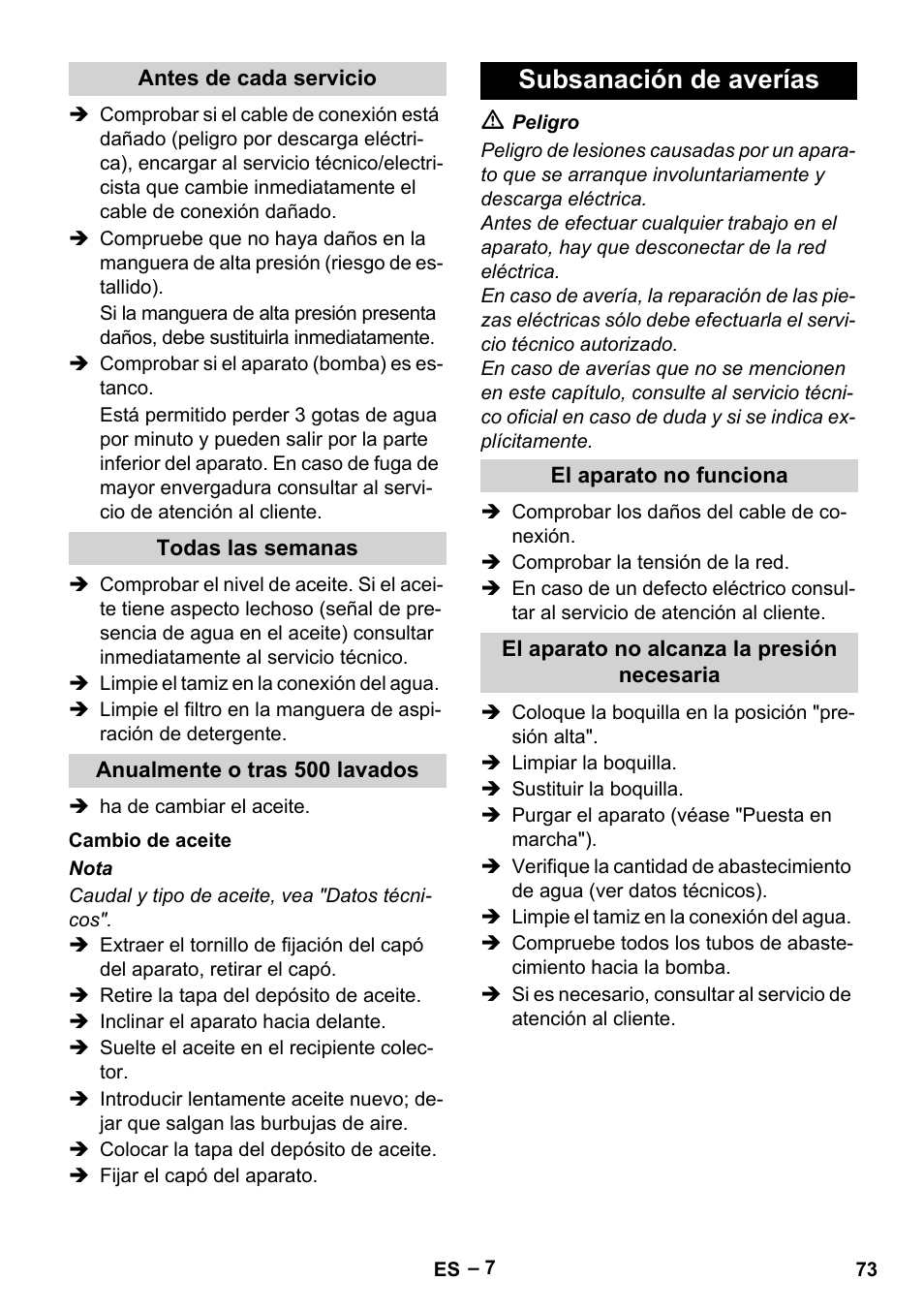 Subsanación de averías | Karcher HD 6-12-4 CX Plus User Manual | Page 73 / 364