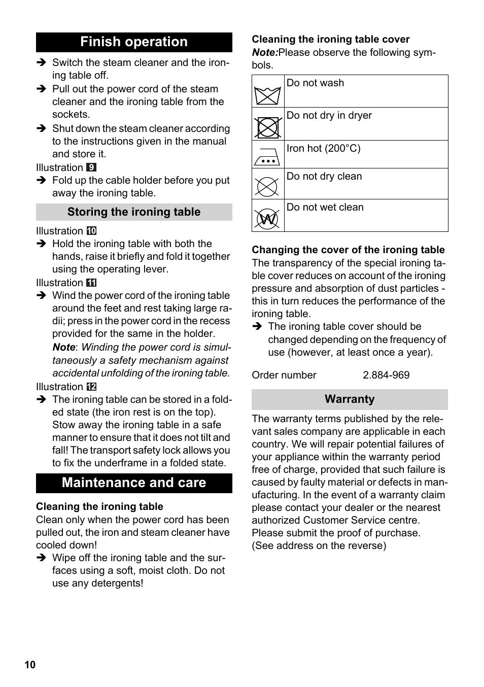 Finish operation, Maintenance and care | Karcher Stirerie SI 2-600 CB User Manual | Page 10 / 120
