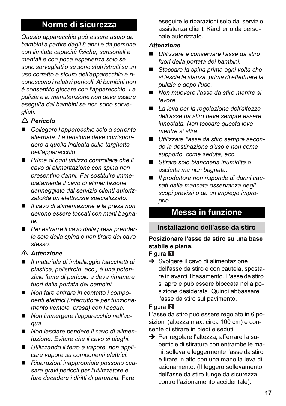 Norme di sicurezza messa in funzione | Karcher Stirerie SI 2-600 CB User Manual | Page 17 / 120