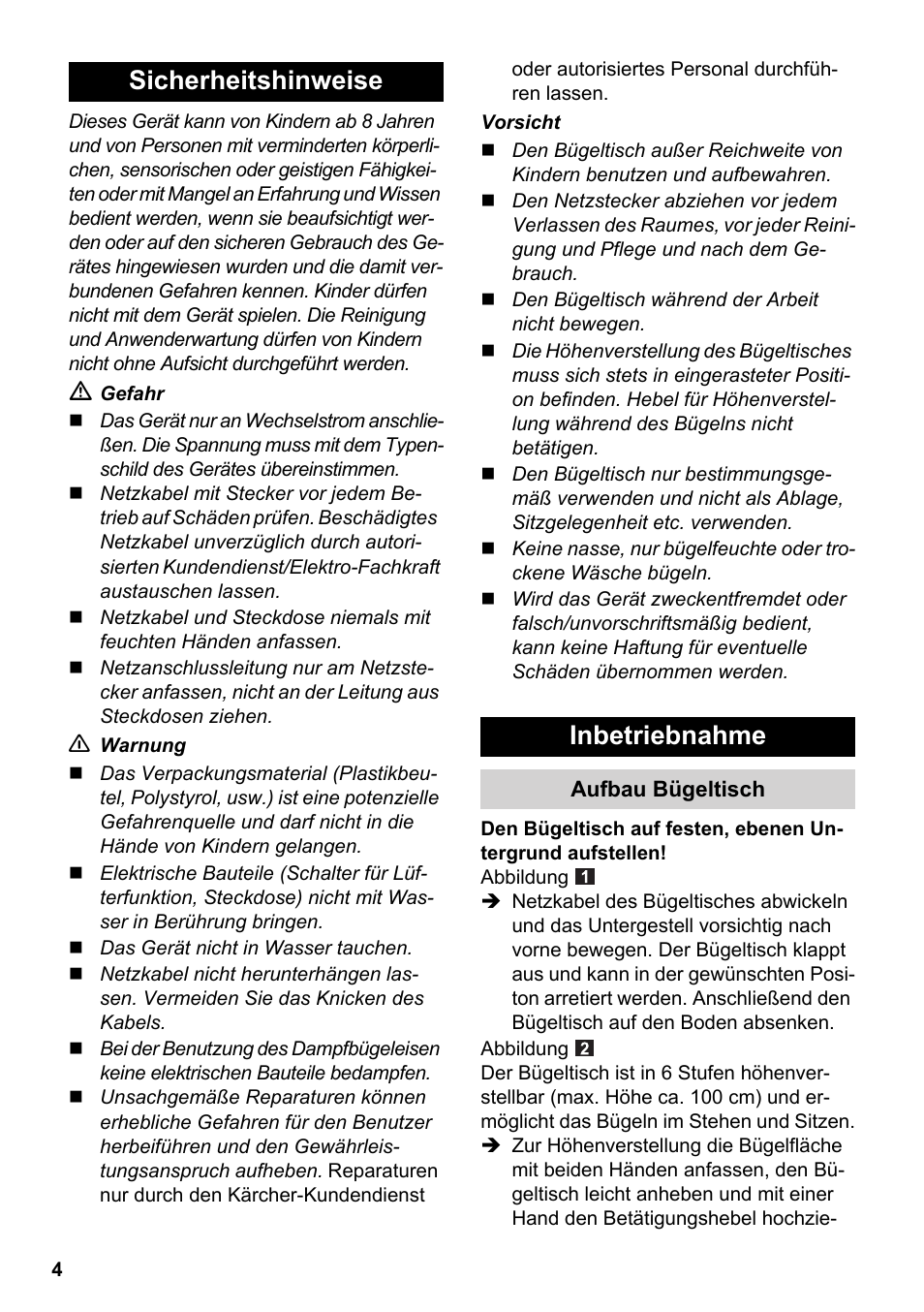 Sicherheitshinweise inbetriebnahme | Karcher Stirerie SI 2-600 CB User Manual | Page 4 / 120