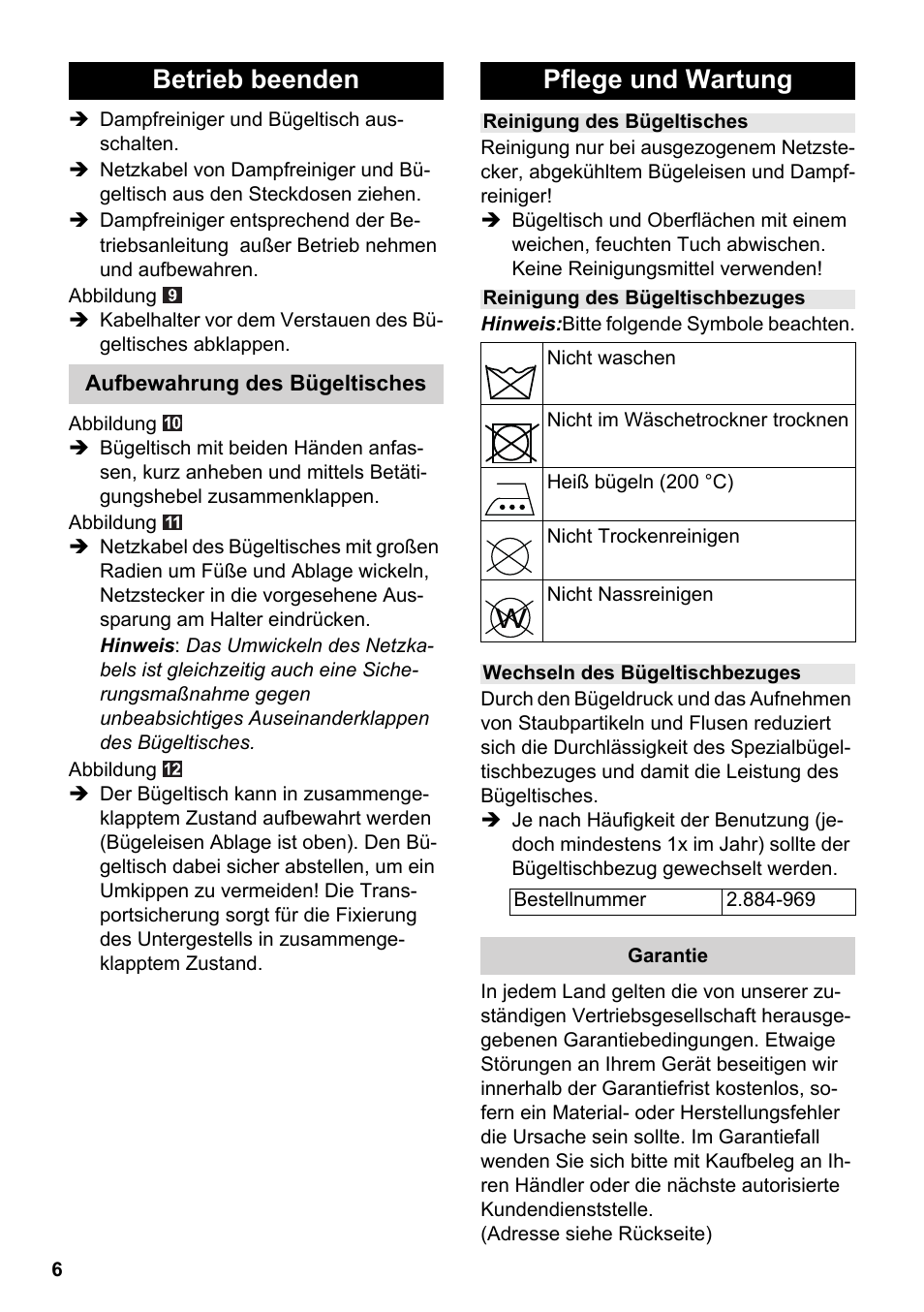 Betrieb beenden, Pflege und wartung | Karcher Stirerie SI 2-600 CB User Manual | Page 6 / 120