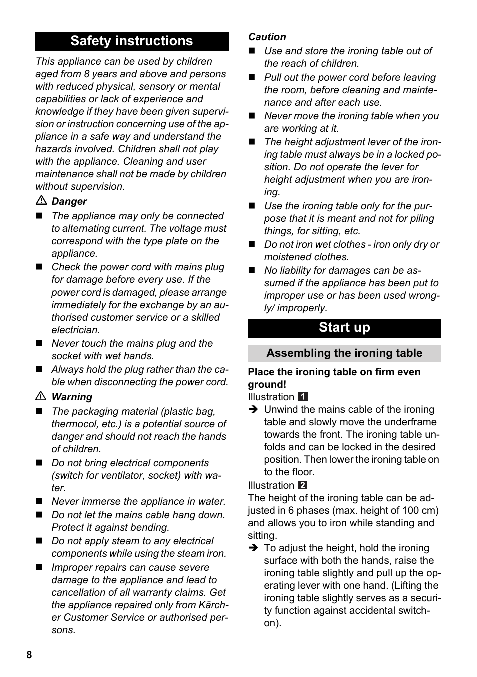 Safety instructions start up | Karcher Stirerie SI 2-600 CB User Manual | Page 8 / 120