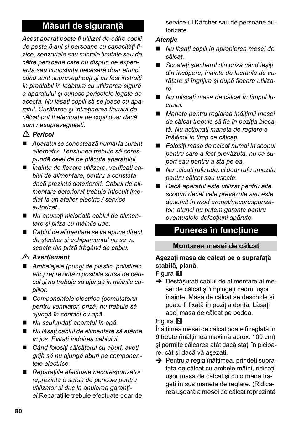Măsuri de siguranţă punerea în funcţiune | Karcher Stirerie SI 2-600 CB User Manual | Page 80 / 120