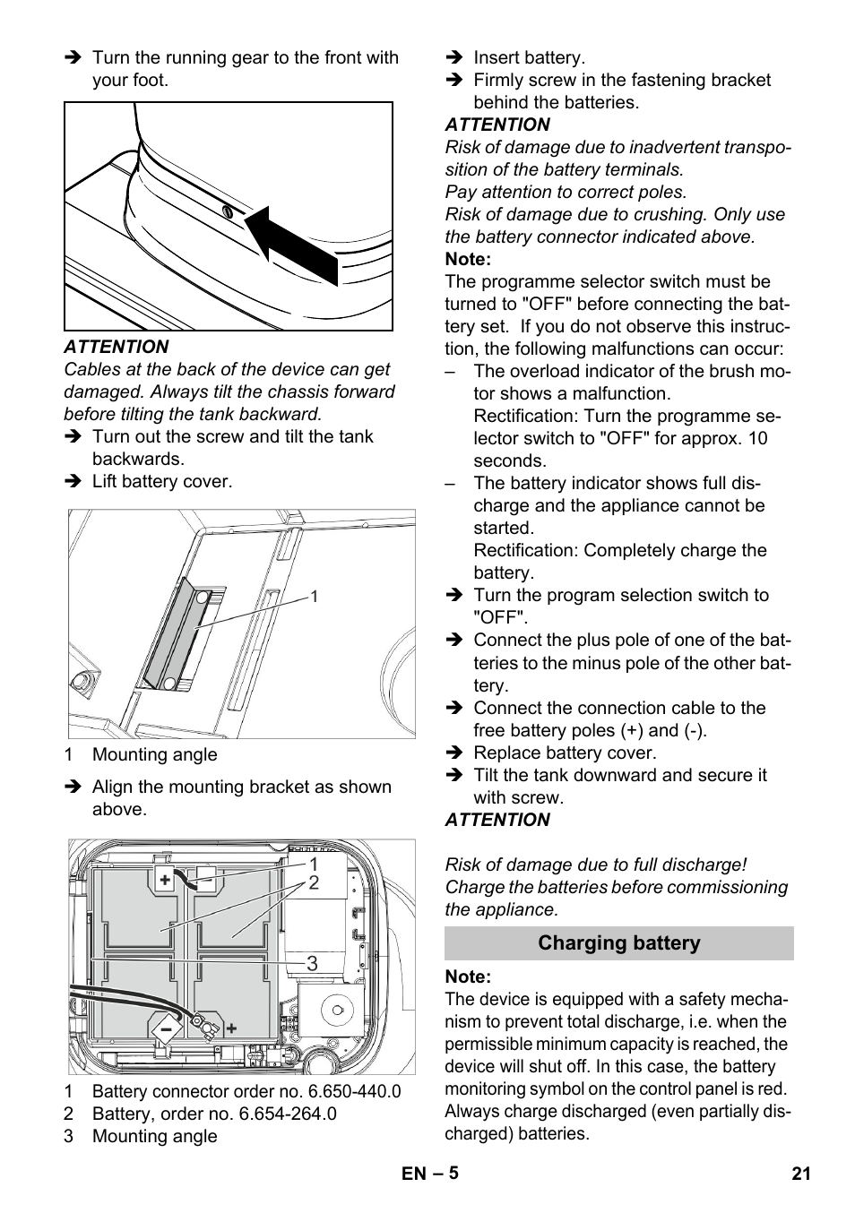 Charging battery | Karcher BD 40-25 C Bp Pack User Manual | Page 21 / 380