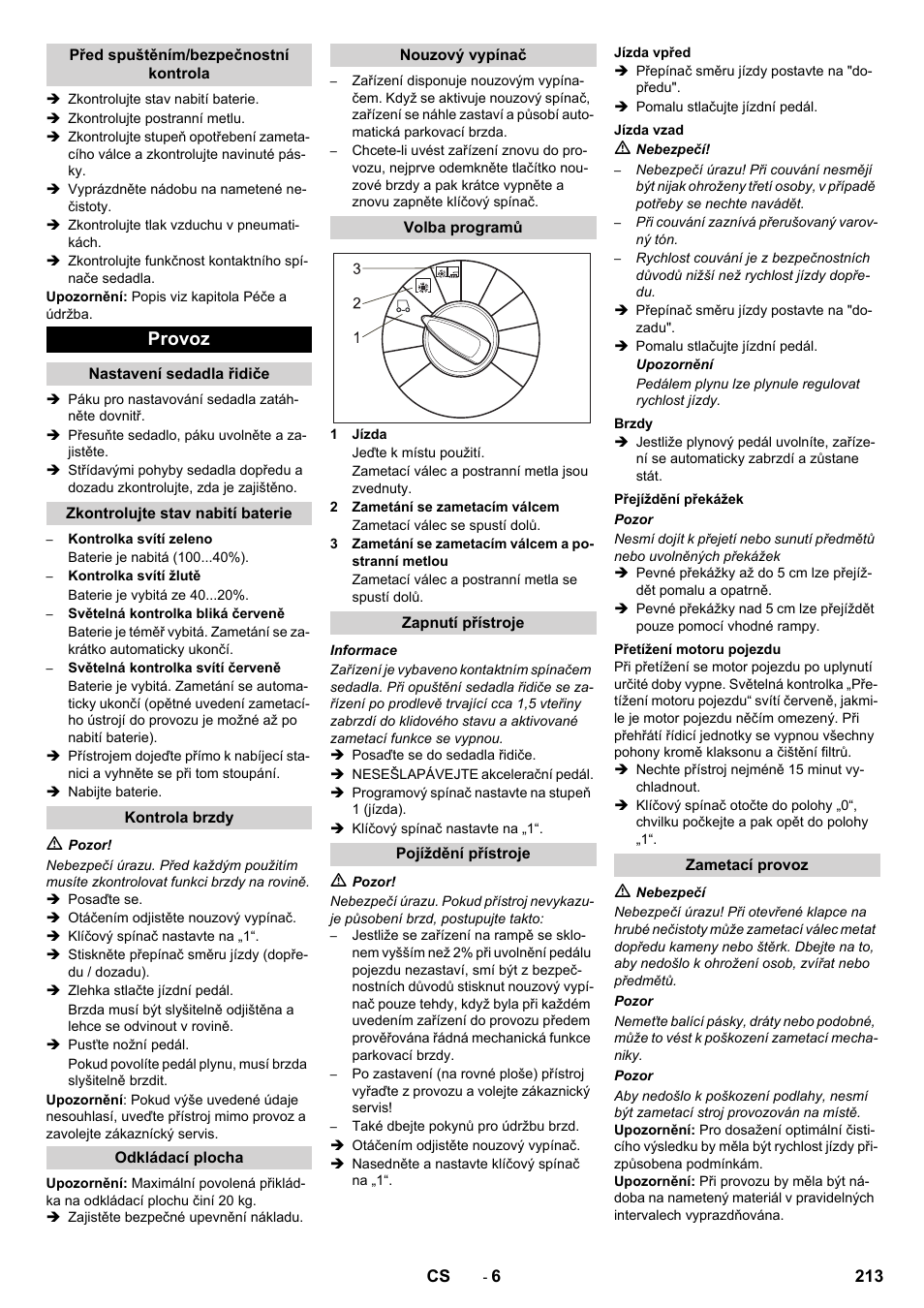 Provoz | Karcher KM 90-60 R Bp Pack Advanced User Manual | Page 213 / 376