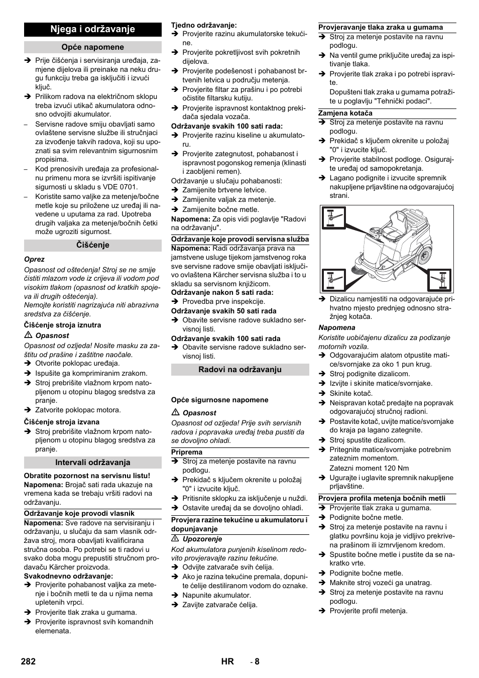 Njega i održavanje | Karcher KM 90-60 R Bp Pack Advanced User Manual | Page 282 / 376